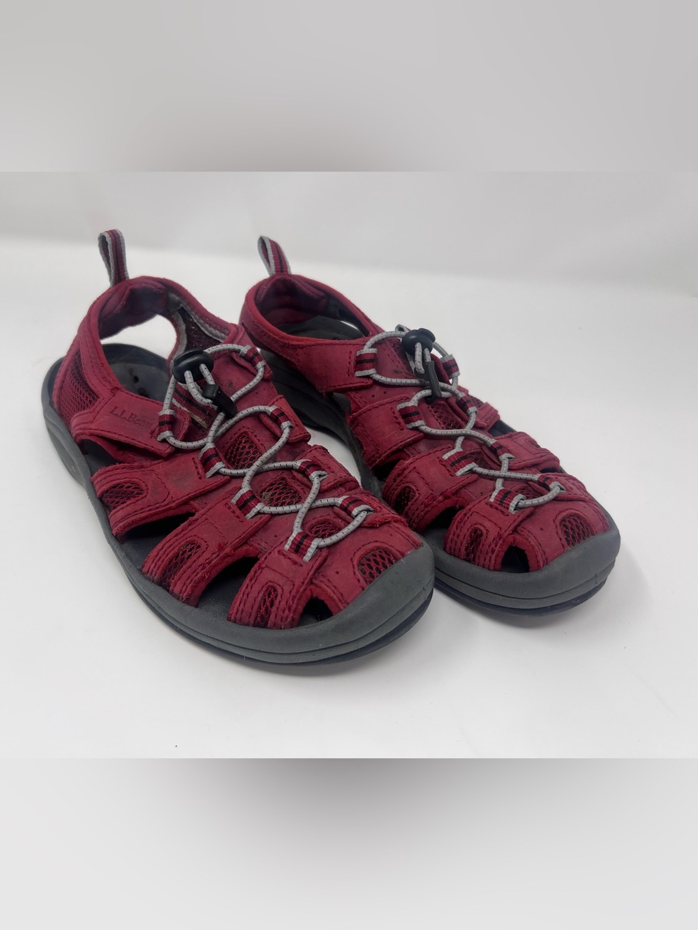 L.L.Bean Women’s Fisherman Sport Sandals Leather Lace Up Breathable 7M Red